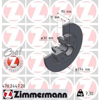 Imagen de ZIMMERMANN Disco de freno RENAULT: Kangoo II / Grand Kangoo, Express, Be Bop 274mm 11mm 5/5 5Taladro(s) 108mm macizo revestido