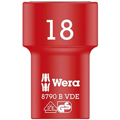 Imagen de WERA 05004962001 8790 B VDE 18,0 Llave de vaso VDE, aislada, con arrastre 3/8&quot;