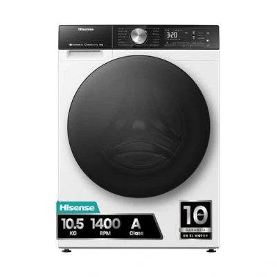 Imagen de Lavadora carga frontal Hisense WF5S1045BW, 10.5 kg, 1400 rpm, 19 programas, Auto Dosificación, Motor Inverter, WiFi, Blanco