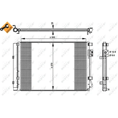 Imagen de NRF EASY FIT 35997 Condensador con secador, junta anular 14,2 9,4 Aluminio 500 KIA: RIO 3, HYUNDAI: Veloster