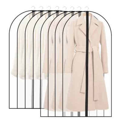 Imagen de SOBEAU 8 Fundas de Ropa, Ropa Armario Transparente 60 x 120/100 cm, Bolsas Guardar Antipolvo Impermeable Camisas, Bolsa para Traje, Vestidos, Camisas,Noche, Negro