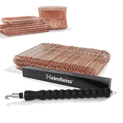 Imagen de Heimfleiss® atadora alambre + de sujeción cobreado 1,0 x 100 160 mm (250 uds.) Set trenzador alambre, amarrador y Atador torsión ojal