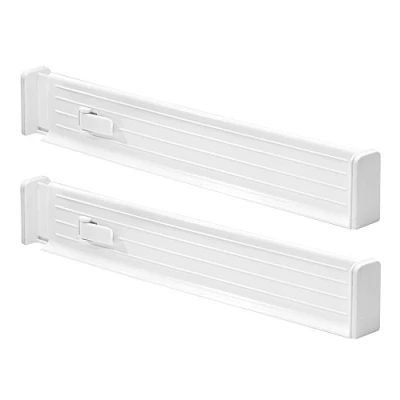 Imagen de iDesign Linus Organizador de cajones ajustable, separadores para cocina en plástico, juego 2 divisores cajones, blanco