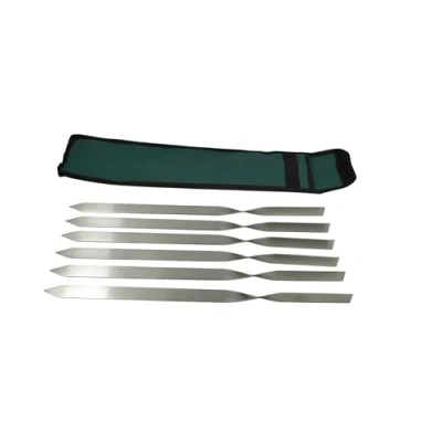 Imagen de 6 Pinchos para barbacoa Adana Kebab de acero inoxidable 90 grados Grosor 2 mm Longitud 40 cm Ancho carne con bolsa Ideal barbacoas gas y horno Lula Lulu Tschelo Köfte