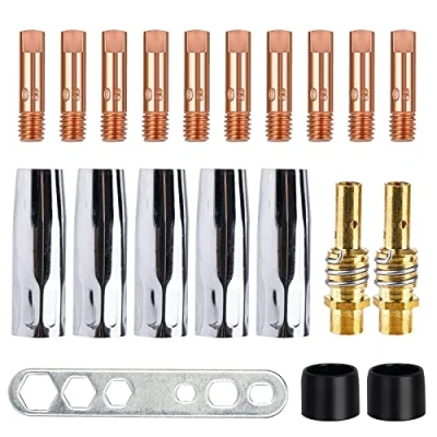 Imagen de Mig/Mag Consumables, Kit de Accesorios Pistola Soldadura,20 unids boquillas Contacto consejos titulares,Tobera Gas,Punta M6 0,8mm,Soporte Boquilla,Aislador,Utillaje