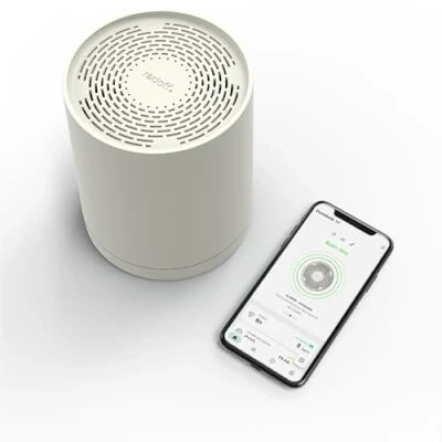 Imagen de Radoff Sense Medidor Calidad Aire y Radon con Co2, COV, PM Compatible Alexa, Accesorios para Casa Inteligente de Humedad Presión Atmosférica Sensor Temperatura Wifi