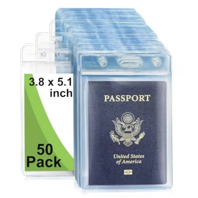 Imagen de Fushing Pack de 50 plástico transparente vertical Badge titulares, nombre Tag titulares la tarjeta (XL)