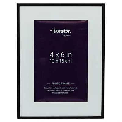Imagen de Hampton Frames MADRID M138B46 Marco de fotos perfil estrecho con montura biselada, color negro mate, 10 x 15 cm