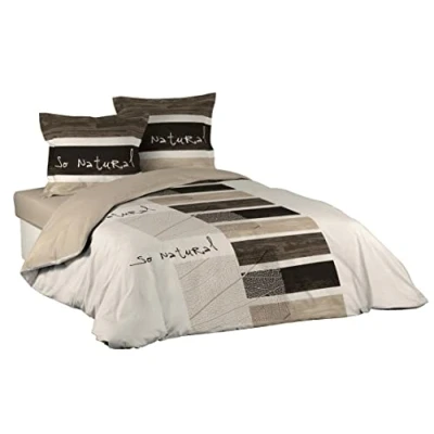 Imagen de Douceur d&#039;Intérieur So Natural Juego con funda de edredón y 2 fundas almohada, algodon, estampado, Multicolor, 240 X 220 cm