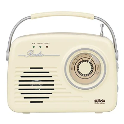 Imagen de Silva Schneider Mono 1965 Radio con asa, funciona pilas o conectándola a la red, color beige