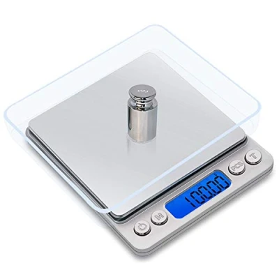 Imagen de Mengshen Escala de joyería Digital/Escala Alimentos Cocina 1.1lb / 500g (0.01g), Bolsillo miligramo Alta precisión Sensible Pantalla retroiluminada portátil Acero Inoxidable