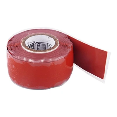 Imagen de Cinta adhesiva de goma silicona impermeable 2,5 cm x 300 (1 10 pies), para reparación rescate y manguera alambre autofusionable (rojo)