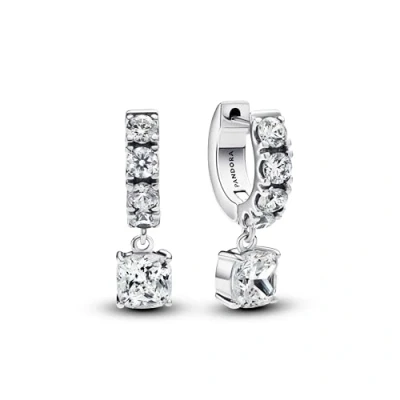 Imagen de Pandora Timeless 293547C01 Pendientes de doble pavé Plata ley con circonitas cúbicas, Klar, ley, Circonia cúbica