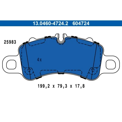 Imagen de ATE 13.0460 4724.2 Juego de pastillas freno preparado para indicador desgaste, excl. contacto avisador desgaste PORSCHE: 718 Cayman Coupé