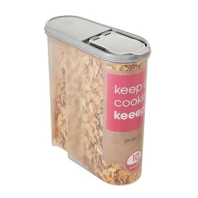 Imagen de keeeper Caja con Tapa de vertido para alimentos secos, abatible, 2,6 L, Polipropileno, 21,5 x 9,5 24 cm, Gris Nordic