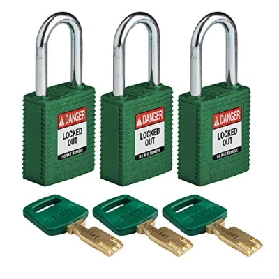 Imagen de SafeKey Candado de nailon y acero, 38 mm x 84 19 mm, verde, paquete 3