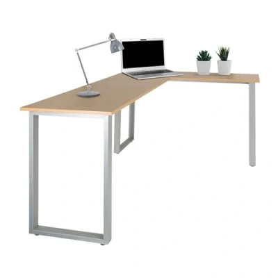 Imagen de hjh OFFICE 830080 Escritorio de Esquina WORKSPACE Basic I 165 x 120 cm, Mesa Ordenador, Haya/Plateado