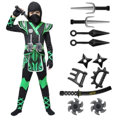 Imagen de Spooktacular Creations disfraz de ninja verde para niños Fiestas temáticas ninja, Halloween, juego rol fiesta Halloween