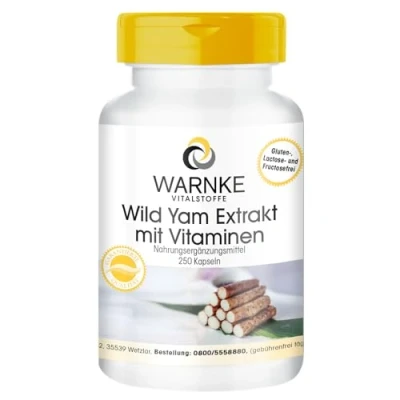 Imagen de Extracto de Ñame Silvestre 20% Diosgenina Contiene Vitaminas C y E, betacaroteno, zinc selenio 250 Cápsulas Warnke Vitalstoffe Calidad farmacia alemana
