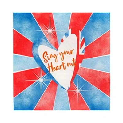 Imagen de Servilletas de la bandera británica para fiesta Eurovisión 2023 Liverpool Song Contest Ucrania Vajilla papel desechable reciclable Paquete 20, fabricadas por Talking Tables