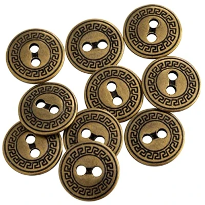 Imagen de AERZETIX C65518 Juego de 10 Botones coser metálicos Ø15mm con 2 agujeros apertura 2.4mm color oro antiguo mercería costura ropa artesanía vaqueros jeans