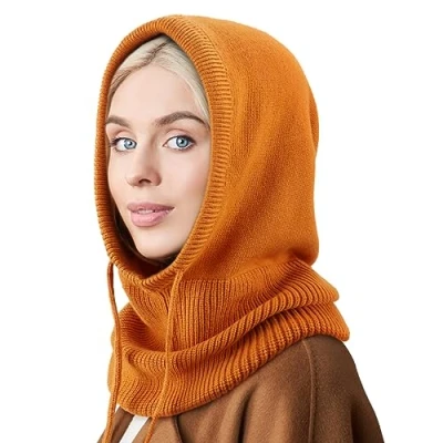 Imagen de DRESHOW Sombreros de Invierno para Las Mujeres Pasamontañas Punto Beanie Skull Cap con Cordón Cálido Sombrero Capucha Bufanda