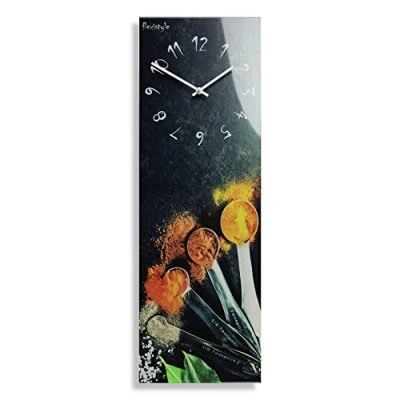 Imagen de FLEXISTYLE Reloj de pared rectangular 20 x 60 cm, cristal, con impresión directa, moderno, alargado, sin ruidos tictac