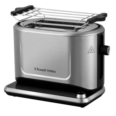 Imagen de Russell Hobbs Tostadora Attentiv 2 Ranuras Cortas y Anchas, Control Táctil, Calientapanecillos, Función Cancelar, Recalentar Descongelar, Acero Inoxidable, Plata 26210 56