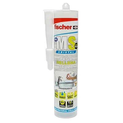 Imagen de fischer Sellador juntas bañeras, Baños y cocinas MS Sellante ADH polímero para pegar sellar diferentes materiales, Resistencia de decoloración, Sin silicona, Cristal, 290 ml