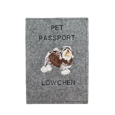 Imagen de Art Dog Funda para Pasaporte Perros de Fieltro Hecha a Mano con Patrón Bordado Viaje Mascotas 17x12,5cm Lowchen