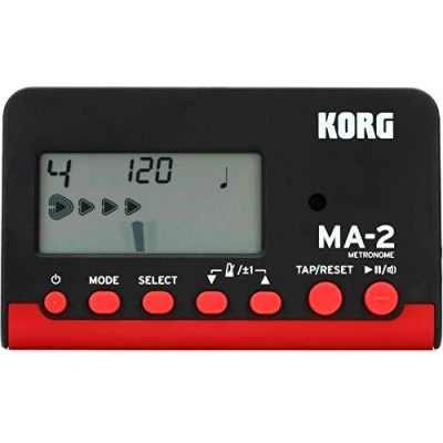 Imagen de KORG MA 2 Metrónomo digital de bolsillo con pantalla LCD, negro y rojo