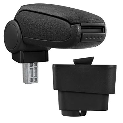 Imagen de pro.tec Reposabrazos Central Consola Plegable Apoyabrazos con Compartimento Fácil de Instalar Tapizado Tela Negro