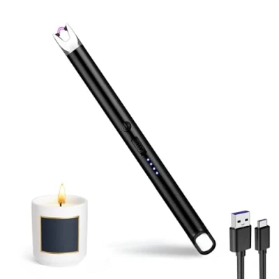 Imagen de JIEYUCHU Encendedor Electrico, Velas, Mechero Electrico USB Recargable Arco para Chimenea, Barbacoa, Camping (Negro)