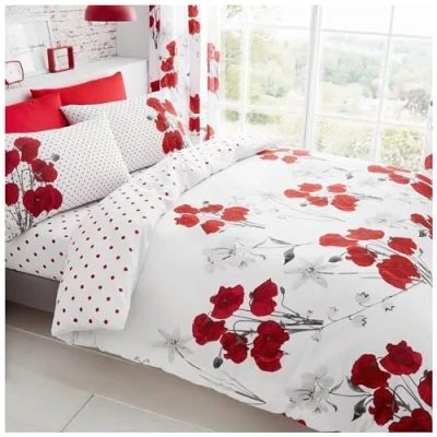 Imagen de GC GAVENO CAVAILIA Easy Care Blossom Bedding Juego de Funda edredón para Cama Doble, Lavable, diseño botánico, Fundas Transpirables, Color Rojo