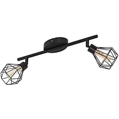 Imagen de Eglo Barra de 2 focos orientables diseño metal con cable, color negro