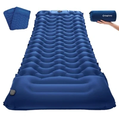 Imagen de KingCamp Colchón de Camping Ultraligero, Autoinflable con Bomba Pie Integrada,Esterilla Inflable Portatíl Aire Almohada, para Viajes, Senderismo, Playa