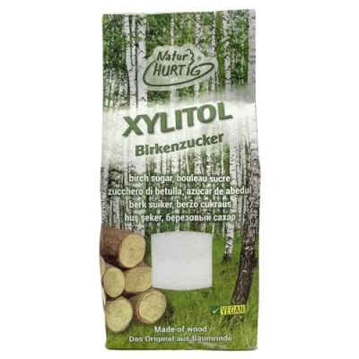 Imagen de Natur Hurtig Xilitol 425 g 100% azúcar de abedul elaborado con corteza abedul, sustituto reducido en calorías, vegano Alternativa amigable los dientes para cocinar y hornear