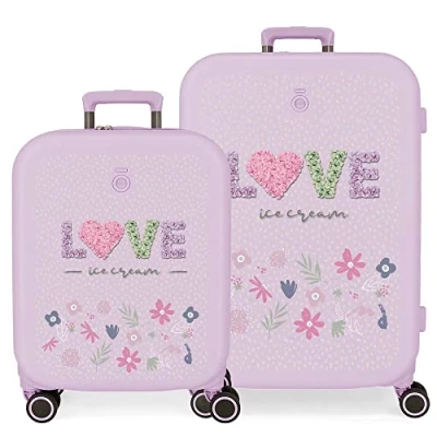 Imagen de Enso Love Ice Cream Juego de Maletas Morado 55/70 cms Rígida ABS Cierre TSA Integrado 116L 7,54 kgs 4 Ruedas Dobles Equipaje Mano