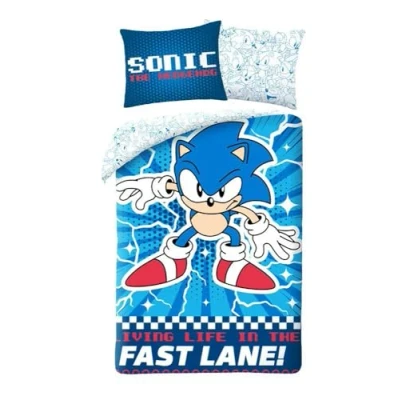 Imagen de Halantex Juego de cama Sonic The Hedgehog funda nórdica 140 x 200 cm y almohada 70 90 100% algodón, multicolor