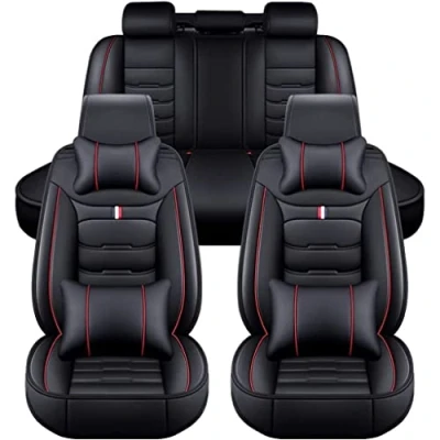 Imagen de GHIOSA Fundas De Asiento Coche para Audi A4 B8 Avant Wagon 2008 2016,Delanteros Y Traseros Funda Impermeable Cuero Protección cojín Interior Accesorios,C Black Red