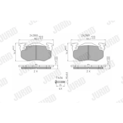 Imagen de JURID 571747J Juego de pastillas freno no preparado para indicador desgaste con accesorios RENAULT: CLIO 2, 1, Megane Scenic