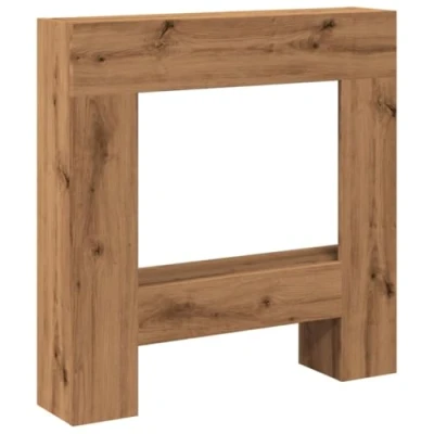 Imagen de vidaXL Borde de Chimenea Madera ingeniería Roble Artisan 81x18x82 cm, Envolvente Chimenea, repisa