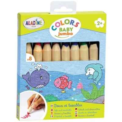 Imagen de Aladine Buntstifte 3042009 8 lápices de Colores Jumbo para niños a Partir 2 años, Multicolor, stück (1er Pack) (42009)
