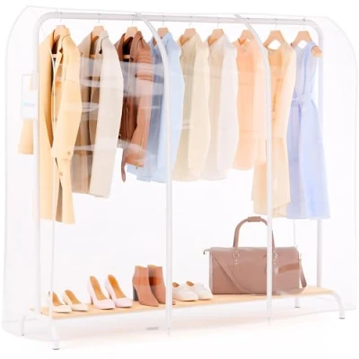 Imagen de Hangerworld Funda Protectora Perchero Burro Portátil 184cm Transparente Cremallera Doble Bolsillo Documentos