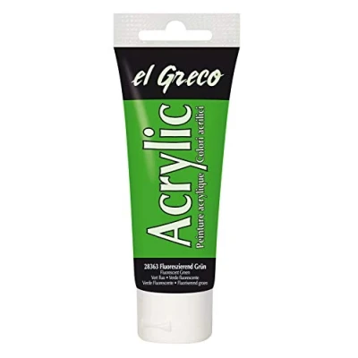 Imagen de KREUL 28363 El Greco Acrílico, tubo de 75 ml en verde fluorescente, pintura acrílica brillante alta pigmentación calidad estudio, pintable como mantequilla, para empaste