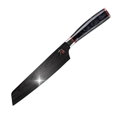 Imagen de MasterPro Tetsu Cuchillo de Cocina Japonés Nakiri 20 cm Perfecto para Cortar Todo Tipo Verduras Profesional Reforzado, Equilibrado y con Revestimiento Titanio