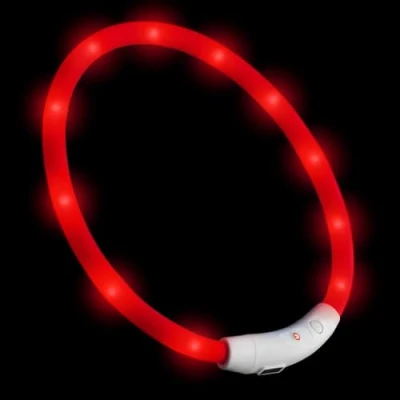 Imagen de PRECORN LED USB Silicona Collar de Perro Luminoso Rojo Seguridad Cuello Tubo Recargable
