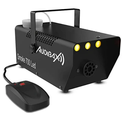 Imagen de Audibax Smoke 700 LED Maquina de Humo con Iluminación Efecto Fuego Niebla Mando a Distancia Potencia 700W Capacidad 250 ml por Minuto 100m3 Calentamiento en 4 min