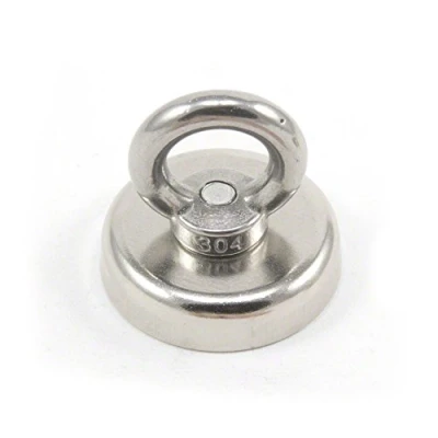 Imagen de Magnet de Sujeción Neodimio Con Cebolio M8 Para Pesca Por Imán, Colgar Y Sostener Elementos 48mm Diámetro 90kg.