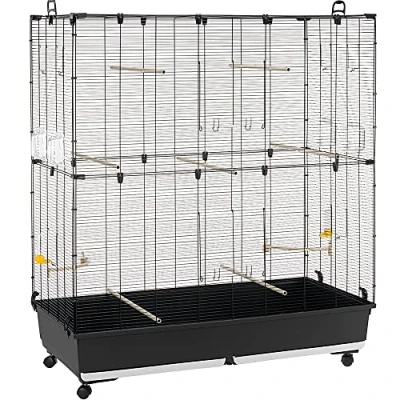 Imagen de Ferplast Jaula para Pájaros, Aviario Planeta Large Grande Canarios, Periquitos, Cotorras, Agapornis, de Metal, Todos los Accesorios Comedero Perchas Ruedas, 118 x 59 h 135 cm.